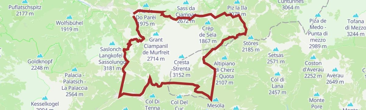 Route map: "Sellaronda" MTB Tour TIMETABLE